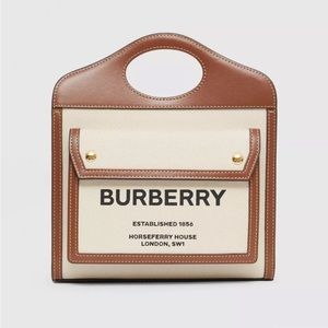 BURBERRY - Mini Two-tone Canvas and Leather Pocket Bag